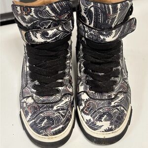 GIVENCHY Size 45 Grey Paisley Butterfly Print Leather Tyson High Top Sneaker